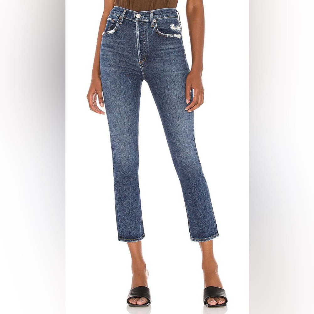 Agolde Revolve Riley High Rise Straight Crop in Pastime